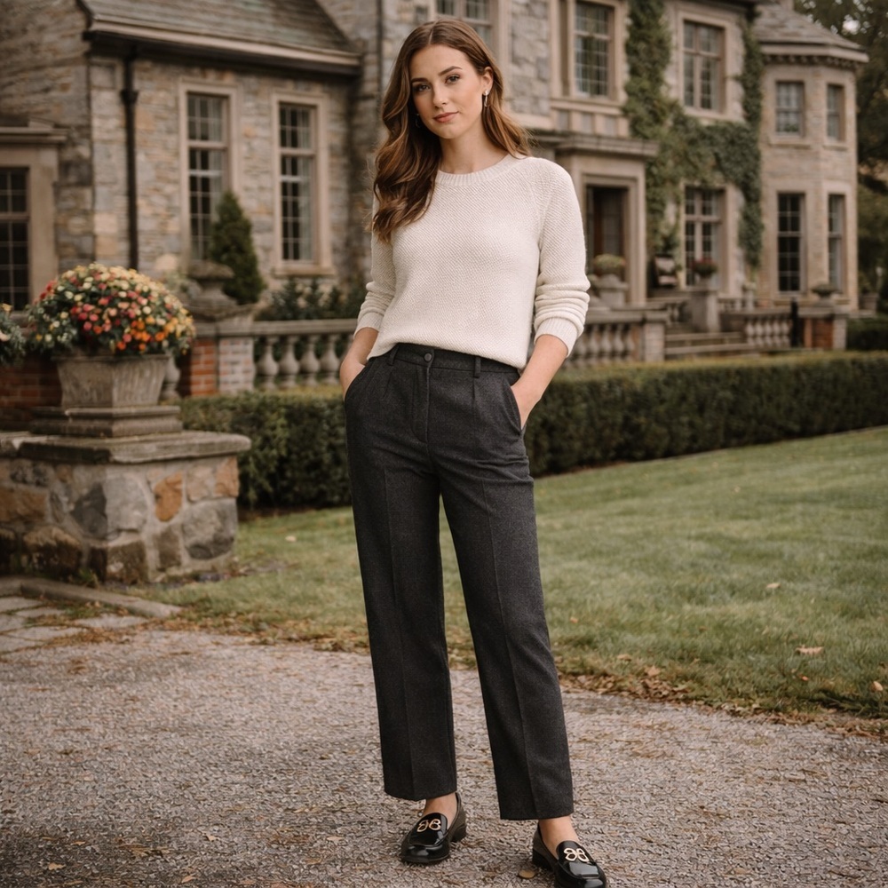 Vintage Pendleton Wool Trousers USA Made Charcoal Grey High Waist 12